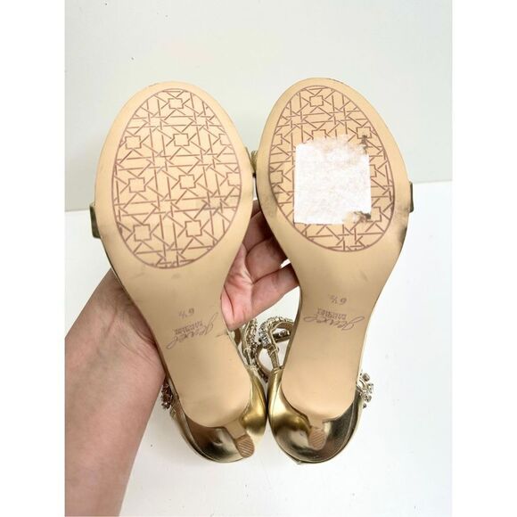 Badgley Mischka Sandals Womens‎ Size 6.5 Gold Embellished Celine Heels - Picture 10 of 10